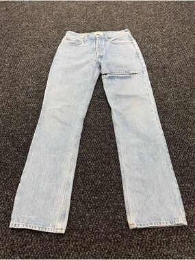AGOLDE Lana Slice Jeans 26 Light Wash High Rise Straight Leg Organic Cotton